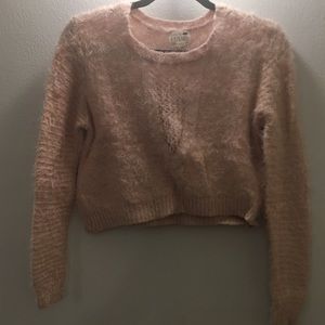 Fluffy Pink Cropped Sweater